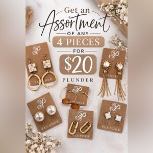 Plunder Jewelry 4 Piece Assorted Earrings Bundle – Gold